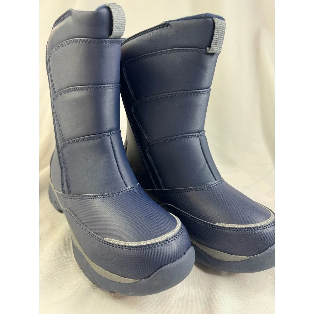 Lands End Youth Snow Flurry Boots Navy Blue Winter Water Resistant 6M V3328